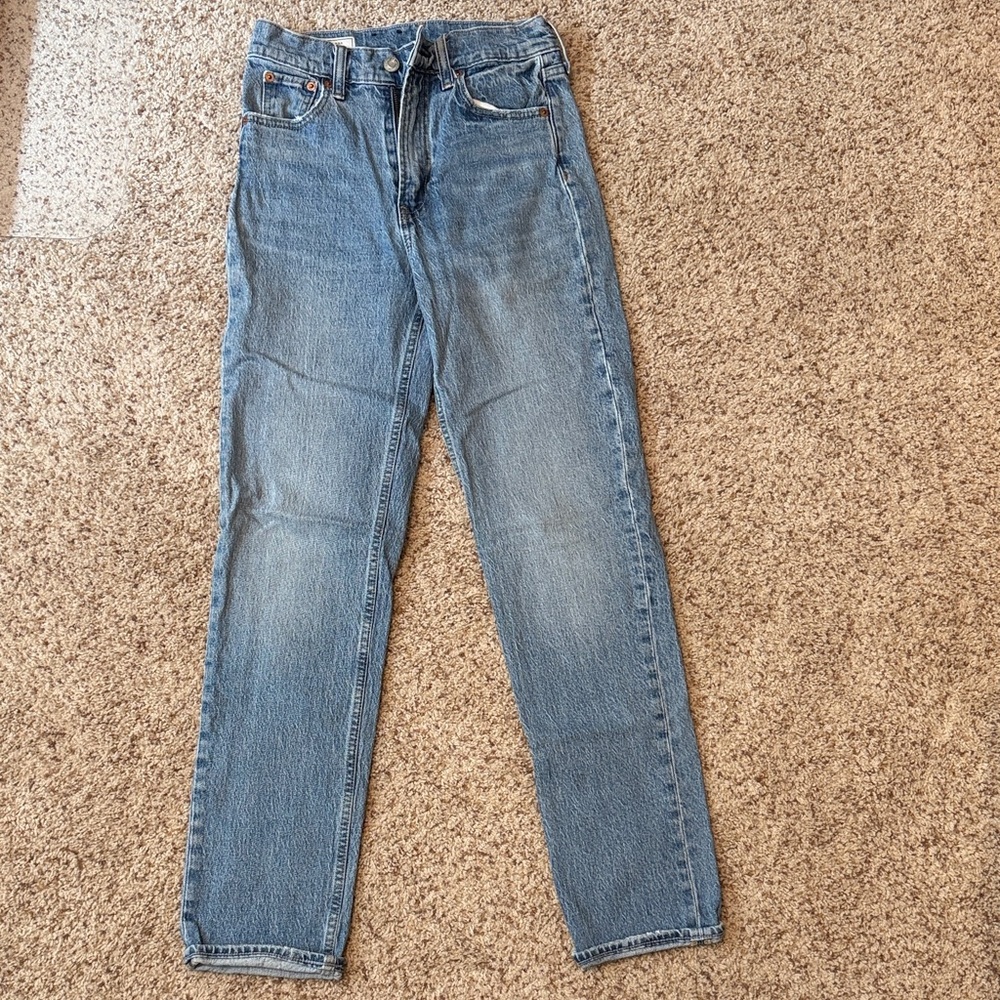 GAP Cheeky sky high Straight Jeans zip front Light Blue size 24 / 00 regular